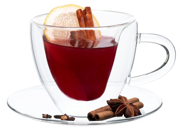 KONDELA Ceaşcă termorezistentă Heart cu farfurie, 2 buc., în formă de inimă, 150 ml, HOTCOOL TYP 5