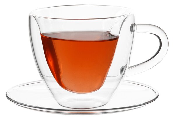 KONDELA Ceaşcă termorezistentă Heart cu farfurie, 2 buc., în formă de inimă, 150 ml, HOTCOOL TYP 5