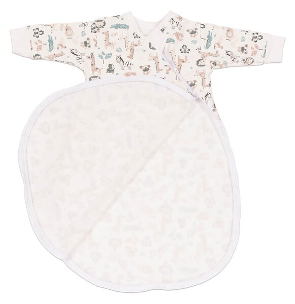 Sac de dormit cu maneci din bumbac flausat Kidizi Safari, 0-3 luni, 1 tog