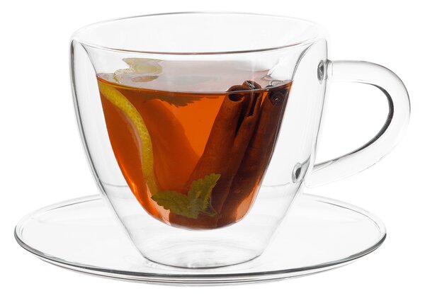 KONDELA Ceaşcă termorezistentă Heart cu farfurie, 2 buc., în formă de inimă, 150 ml, HOTCOOL TYP 5