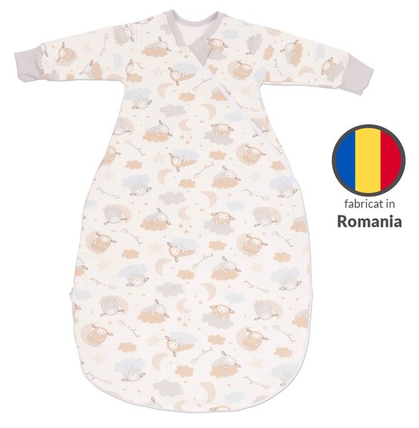Sac de dormit cu maneci din bumbac flausat Kidizi On a Cloud Pastel, 3-12 luni, 1 tog