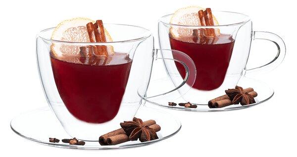 KONDELA Ceaşcă termorezistentă Heart cu farfurie, 2 buc., în formă de inimă, 150 ml, HOTCOOL TYP 5