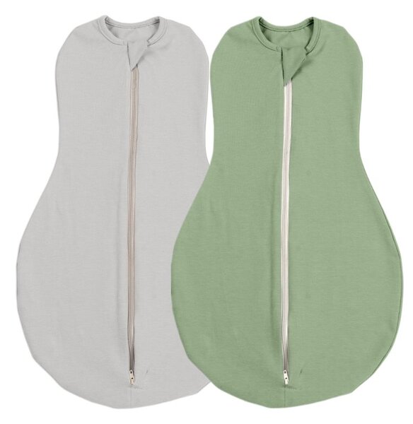Set 2 sisteme de infasat cu fermoar dublu Kidizi SnugPod Grey Green S, pentru nou-nascuti 2.6-5 kg, 0.5 tog