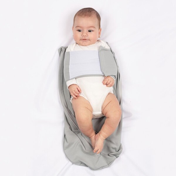 Sistem de infasat cu fermoar dublu Kidizi SnugPod UP Grey M, pentru bebelusi cu greutate de 3.8-7 kg, 0.5 tog