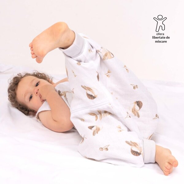 Set 2 saci de dormit cu picioare de vara din muselina 18-36 luni Kidizi Birdy Ducky, 0.5 tog