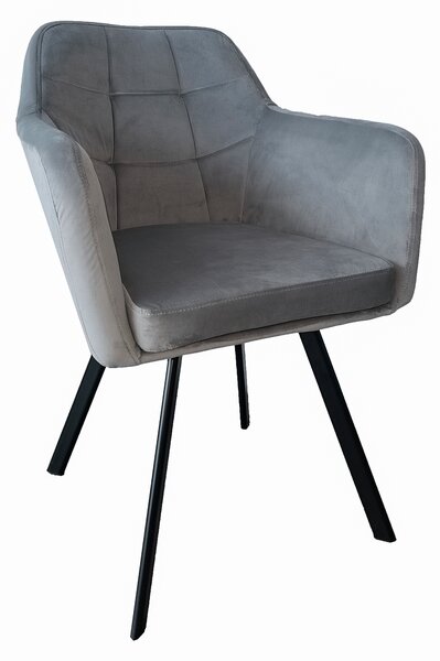 Fotoliu, material de catifea gri/negru, ZERON NEW