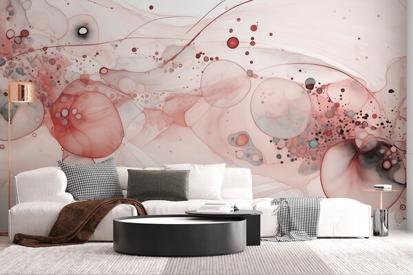 Tapet Artă abstractă cu cerneală, stil fluid, paletă de culori roz , Fototapet Acuarelă, w02744v1 : Uwalls.ro
