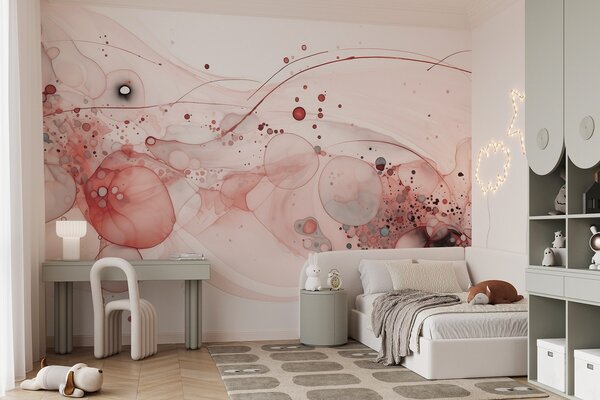 Tapet Artă abstractă cu cerneală, stil fluid, paletă de culori roz , Fototapet Acuarelă, w02744v1 : Uwalls.ro