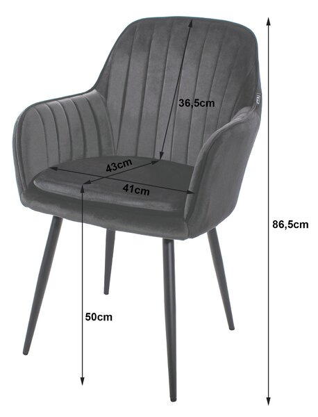 Scaun de masa din catifea Culoare gri deschis, LUGO