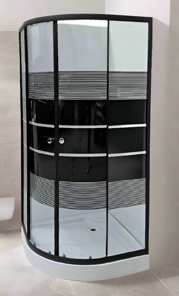 Cabină duș ramă neagră 90x90, grosime sticlă 5 mm. Cădița este inclusă în preț!