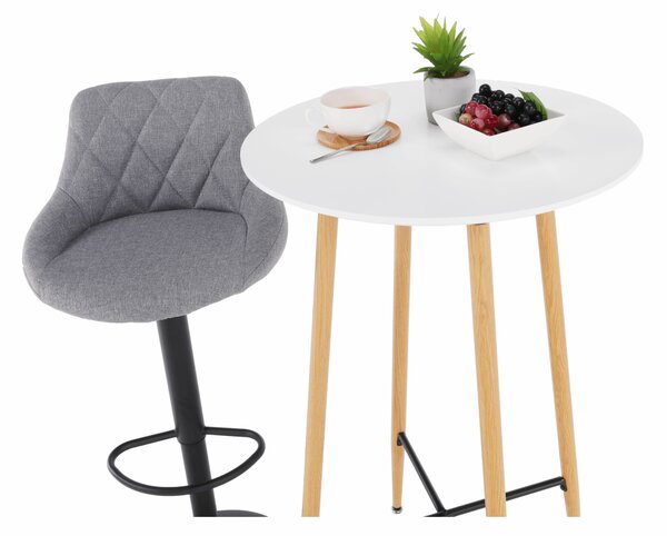 KONDELA Masă de bar, alb/stejar, diametru 60 cm, IMAM