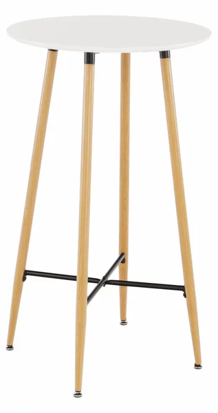 KONDELA Masă de bar, alb/stejar, diametru 60 cm, IMAM