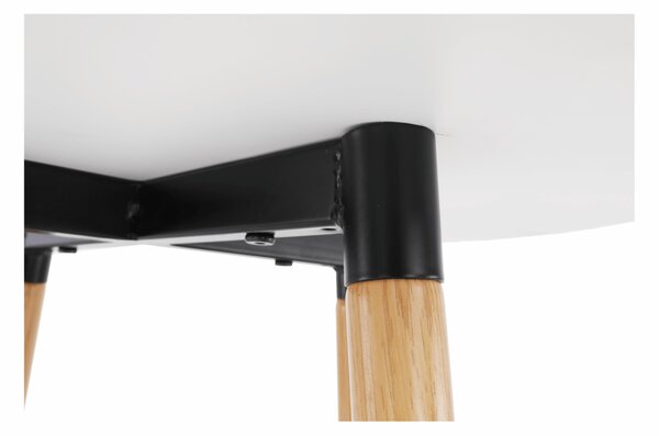 KONDELA Masă de bar, alb/stejar, diametru 60 cm, IMAM