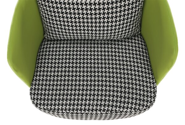 KONDELA Fotoliu design, model alb-negru/ piele ecologică verde, EMREN