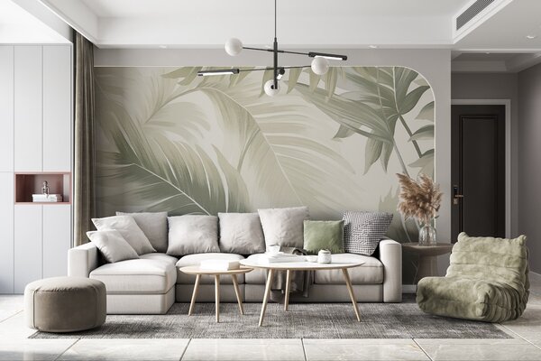 Fototapet Modele tropicale moi în nuanțe atenuate, Fototapet frunze palmier, Fototapet populare, w02858 - Tapeko.ro