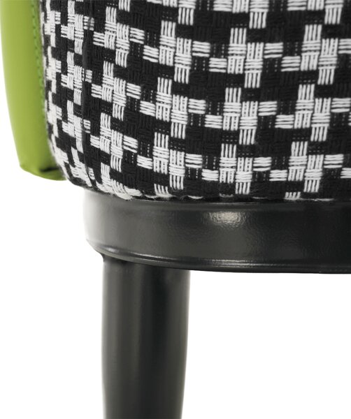 KONDELA Fotoliu design, model alb-negru/ piele ecologică verde, EMREN