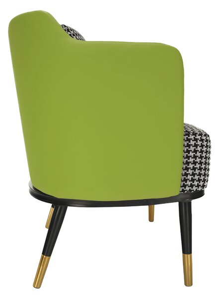 KONDELA Fotoliu design, model alb-negru/ piele ecologică verde, EMREN