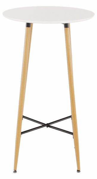 KONDELA Masă de bar, alb/stejar, diametru 60 cm, IMAM