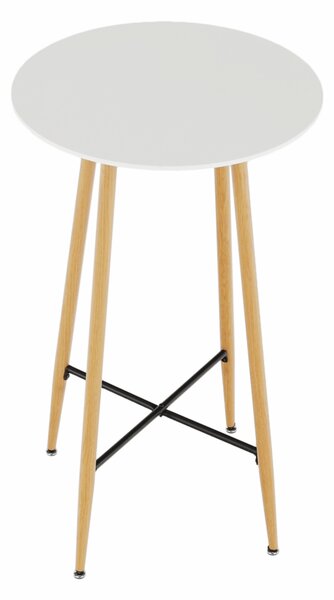 KONDELA Masă de bar, alb/stejar, diametru 60 cm, IMAM