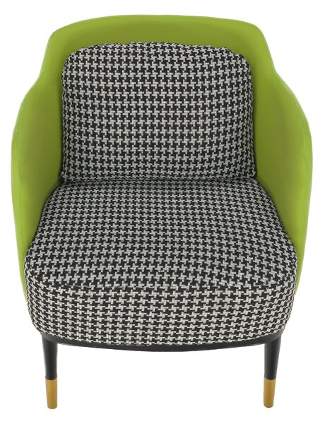 KONDELA Fotoliu design, model alb-negru/ piele ecologică verde, EMREN