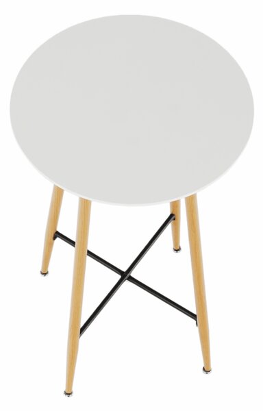 KONDELA Masă de bar, alb/stejar, diametru 60 cm, IMAM