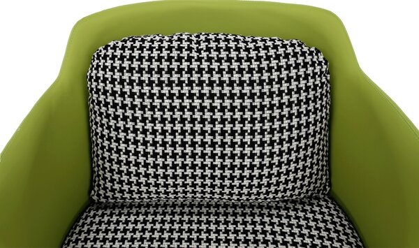 KONDELA Fotoliu design, model alb-negru/ piele ecologică verde, EMREN