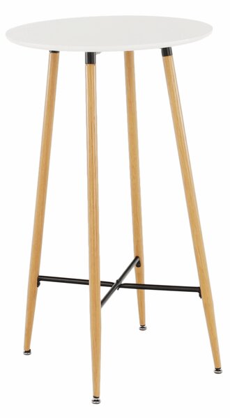 KONDELA Masă de bar, alb/stejar, diametru 60 cm, IMAM