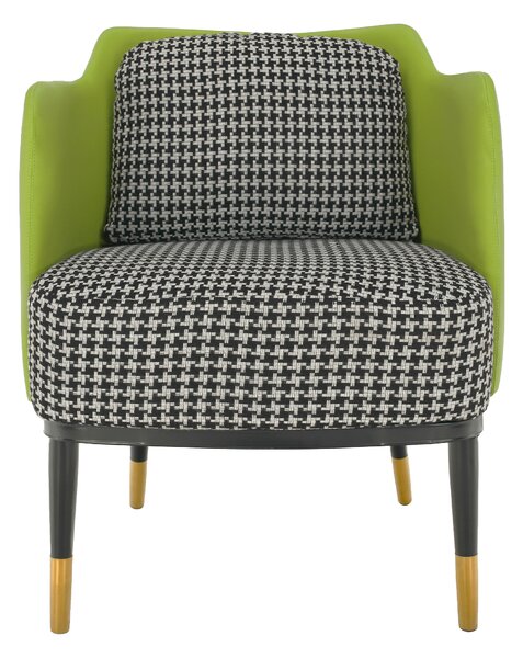 KONDELA Fotoliu design, model alb-negru/ piele ecologică verde, EMREN