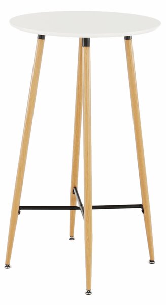 KONDELA Masă de bar, alb/stejar, diametru 60 cm, IMAM