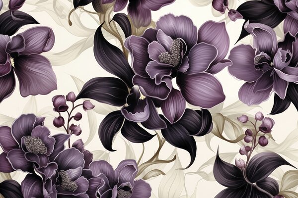 Fototapet Model elegant de design floral violet, Fototapet flori, Fototapet populare, w02839 - Tapeko.ro