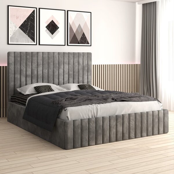Set dormitor Cairo Gri cu Dulap Londra 200 Alb