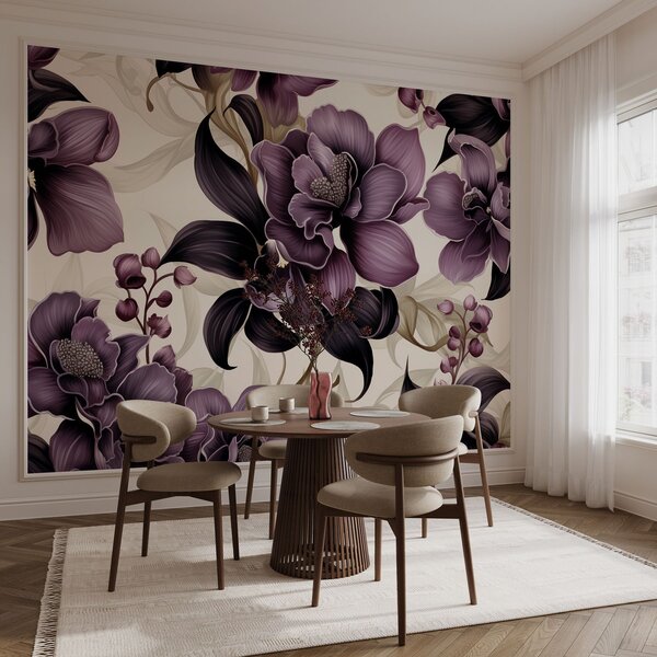 Fototapet Model elegant de design floral violet, Fototapet flori, Fototapet populare, w02839 - Tapeko.ro