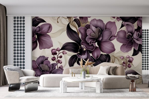 Fototapet Model elegant de design floral violet, Fototapet flori, Fototapet populare, w02839 - Tapeko.ro