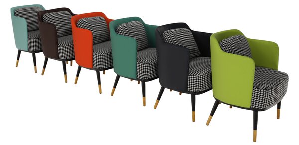 KONDELA Fotoliu design, model alb-negru/ piele ecologică verde, EMREN