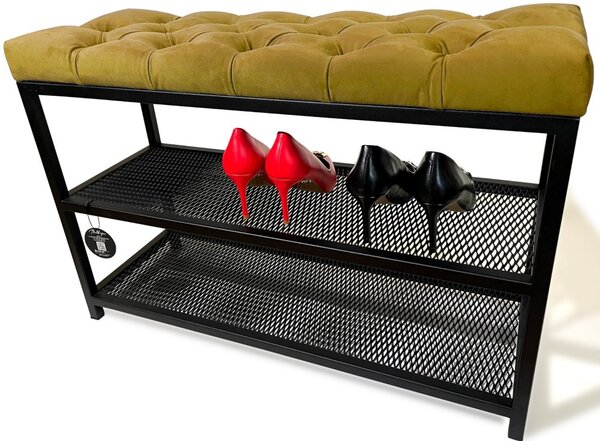 Bancă pentru pantofi Loft cu scaun tapițat 80 cm - mai multe culori Albastru