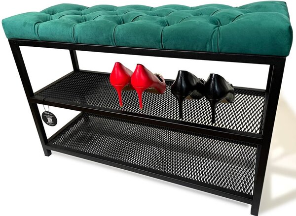 Bancă pentru pantofi Loft cu scaun tapițat 80 cm - mai multe culori Albastru