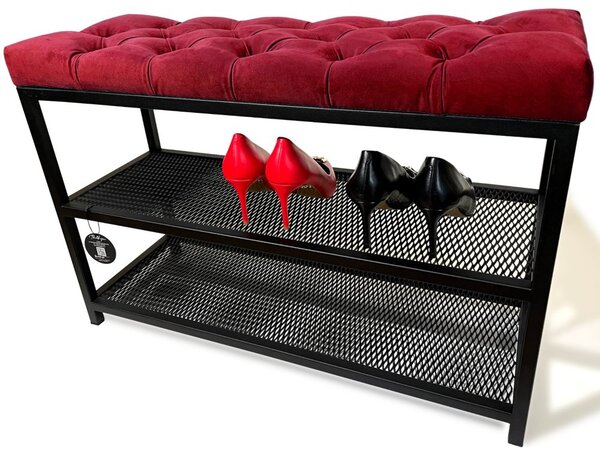 Bancă pentru pantofi Loft cu scaun tapițat 80 cm - mai multe culori Albastru
