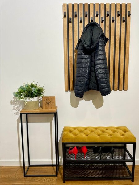 Bancă pentru pantofi Loft cu scaun tapițat 80 cm - mai multe culori Albastru