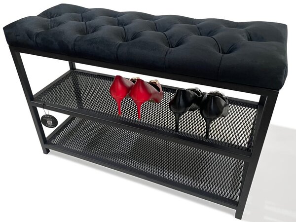 Bancă pentru pantofi Loft cu scaun tapițat 80 cm - mai multe culori Albastru