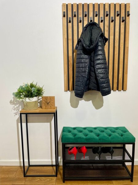 Bancă pentru pantofi Loft cu scaun tapițat 80 cm - mai multe culori Albastru