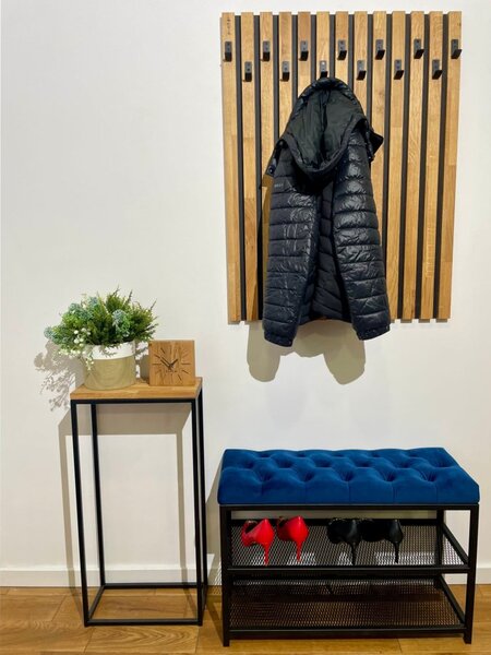 Bancă pentru pantofi Loft cu scaun tapițat 80 cm - mai multe culori Albastru