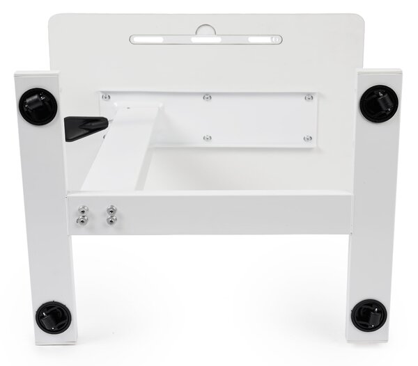 Masa reglabila pe inaltime cu lift pneumatic, cu roti – blat 60x40 cm, inaltime 66–90 cm, masa laterala pentru pat/canapea, onuvio® - alb