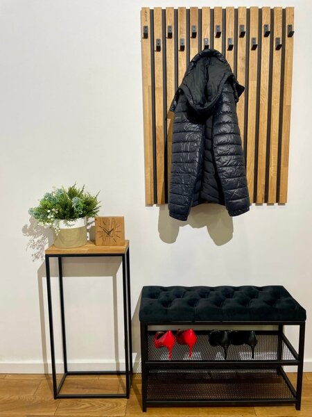 Bancă pentru pantofi Loft cu scaun tapițat 80 cm - mai multe culori Albastru