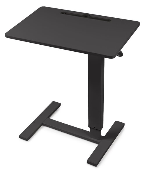 Masa reglabila pe inaltime cu lift pneumatic, cu roti – blat 60x40 cm, inaltime 66–90 cm, masa laterala pentru pat/canapea, onuvio® - negru