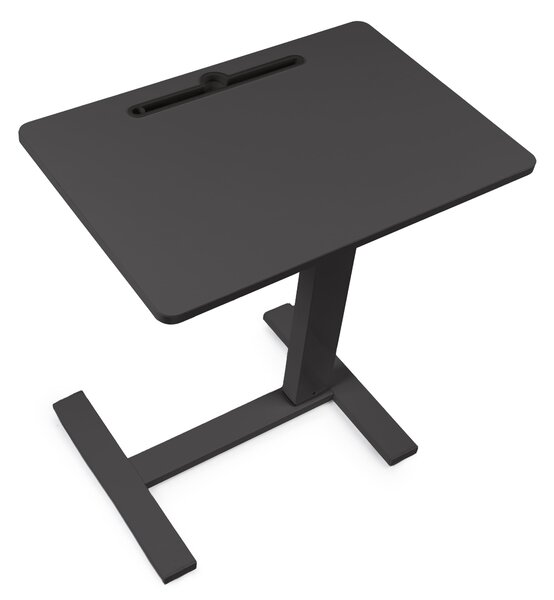 Masa reglabila pe inaltime cu lift pneumatic, cu roti – blat 60x40 cm, inaltime 66–90 cm, masa laterala pentru pat/canapea, onuvio® - negru