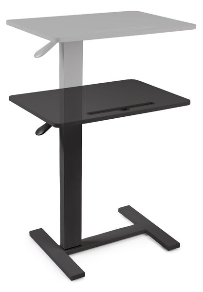Masa reglabila pe inaltime cu lift pneumatic, cu roti – blat 60x40 cm, inaltime 66–90 cm, masa laterala pentru pat/canapea, onuvio® - negru
