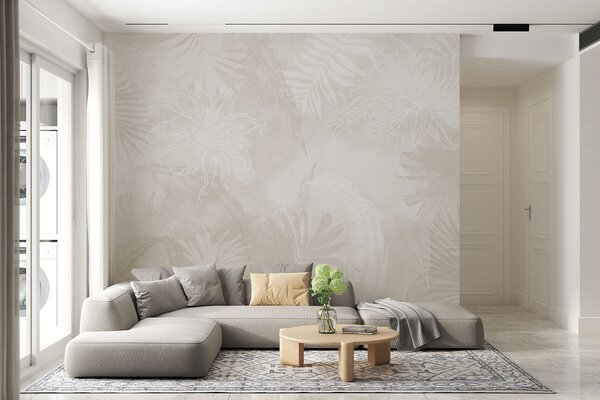 Tapet Frunze tropicale cu un efect grunge, Fototapet Natură, w02737v1 : Uwalls.ro