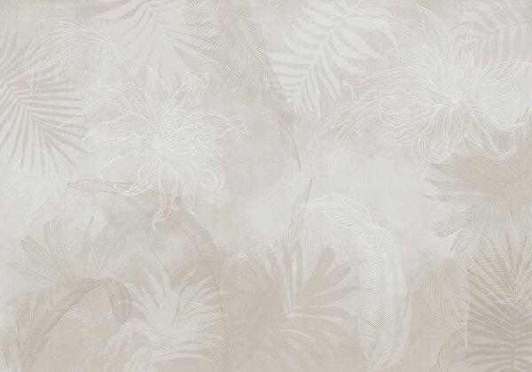 Tapet Frunze tropicale cu un efect grunge, Fototapet Natură, w02737v1 : Uwalls.ro