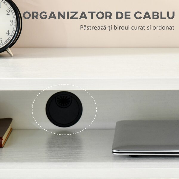 HOMCOM Birou Dublu Ergonomic Separabil cu Role, Rafturi Interioare pentru Organizare Eficientă, Design Modern, Alb, 100x36x88 cm | Aosom Romania