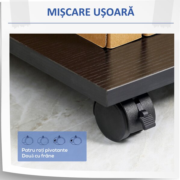 Vinsetto Mobilă Imprimantă Lemn cu Sertar și 2 Etajere, Design Compact, 60x40x68.5cm, Negru | Aosom Romania